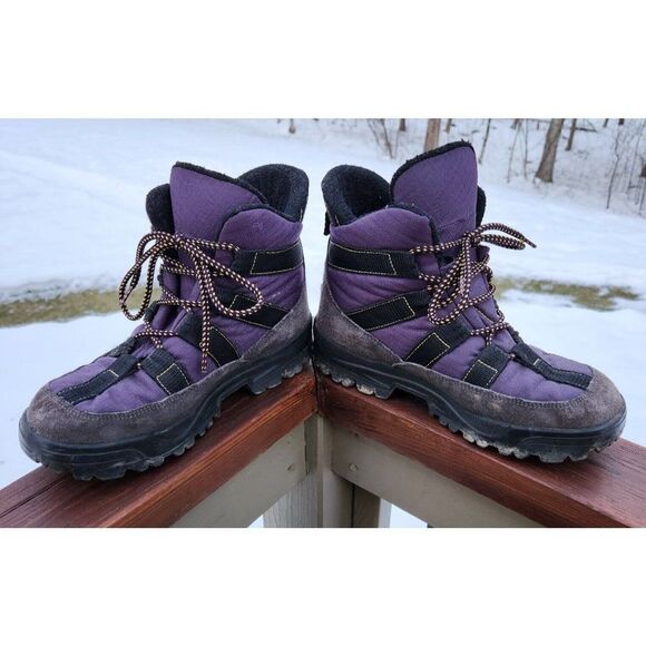 LL Bean Hiking Trail Suede Snow Lace Up Boots Womens Size 8 Medium Purple AG 56 - Picture 2 of 8